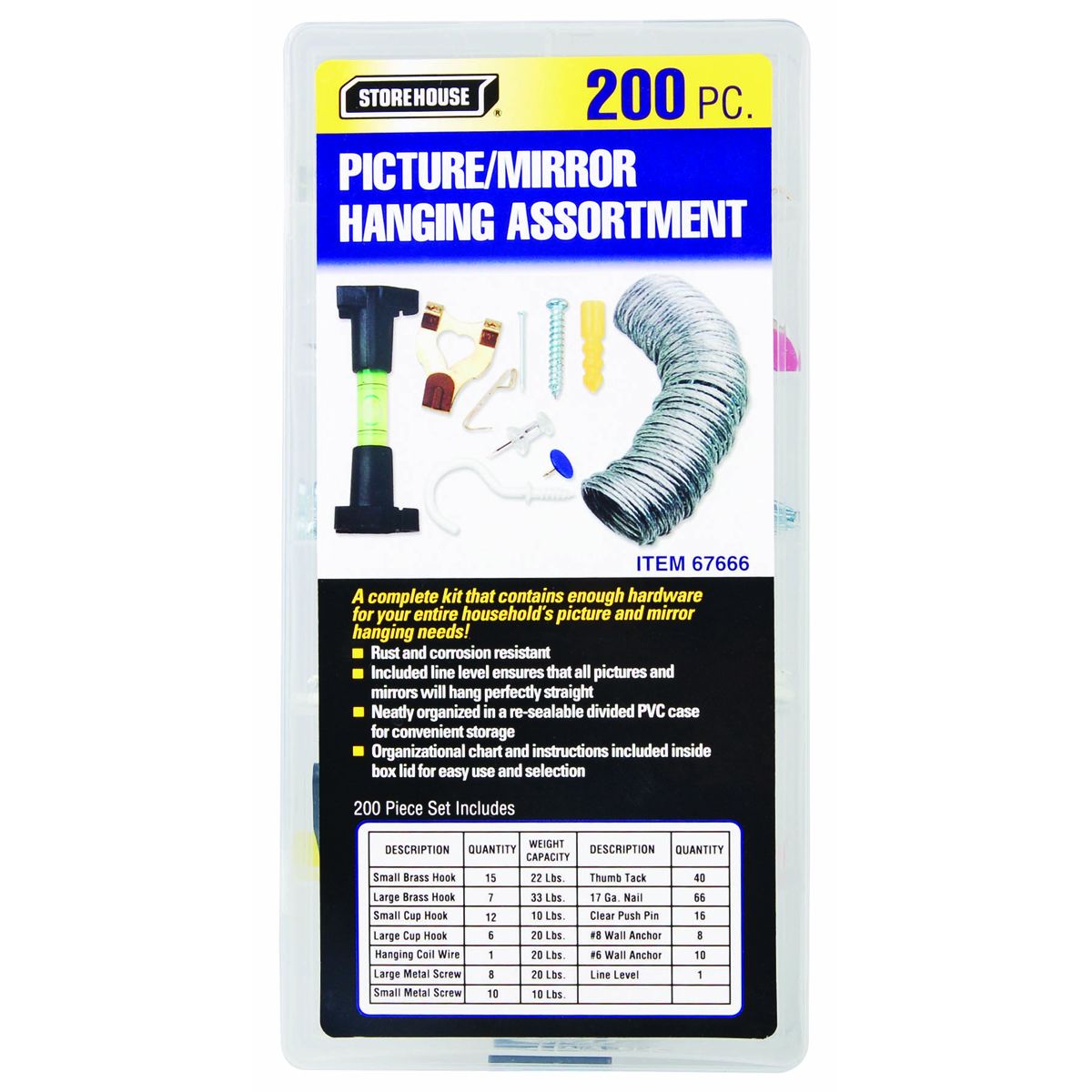 Picture Frame and Mirror Hanging Assortment, 200 Piece P625