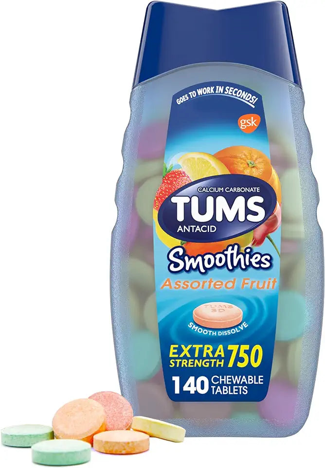 Extra Strength Antacid Chewable Tablets Assorted Fruit 140 Count X53313