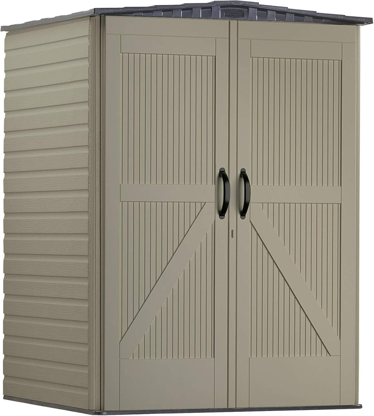 Large Plastic Vertical Resin Weather Resistant Storage Shed, 5 x 6 Feet, Sandstone P1536