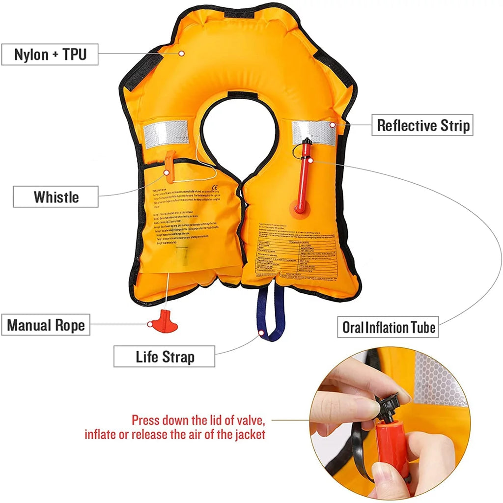 2Pack Automatic Inflatable Life Jacket with Whistle Adult Lifejacket S3351