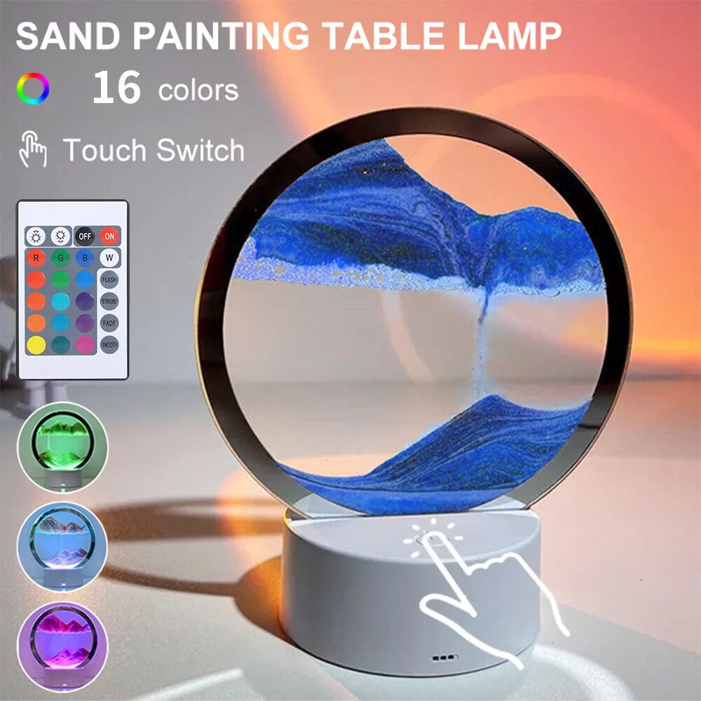 Moving Sand Art Picture Glass 3D Quicksand Painting Q72188