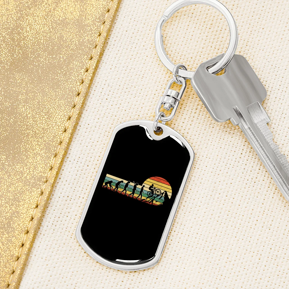 Stainless Steel or 18k Gold Swivel Dog Tag Keychain N727073