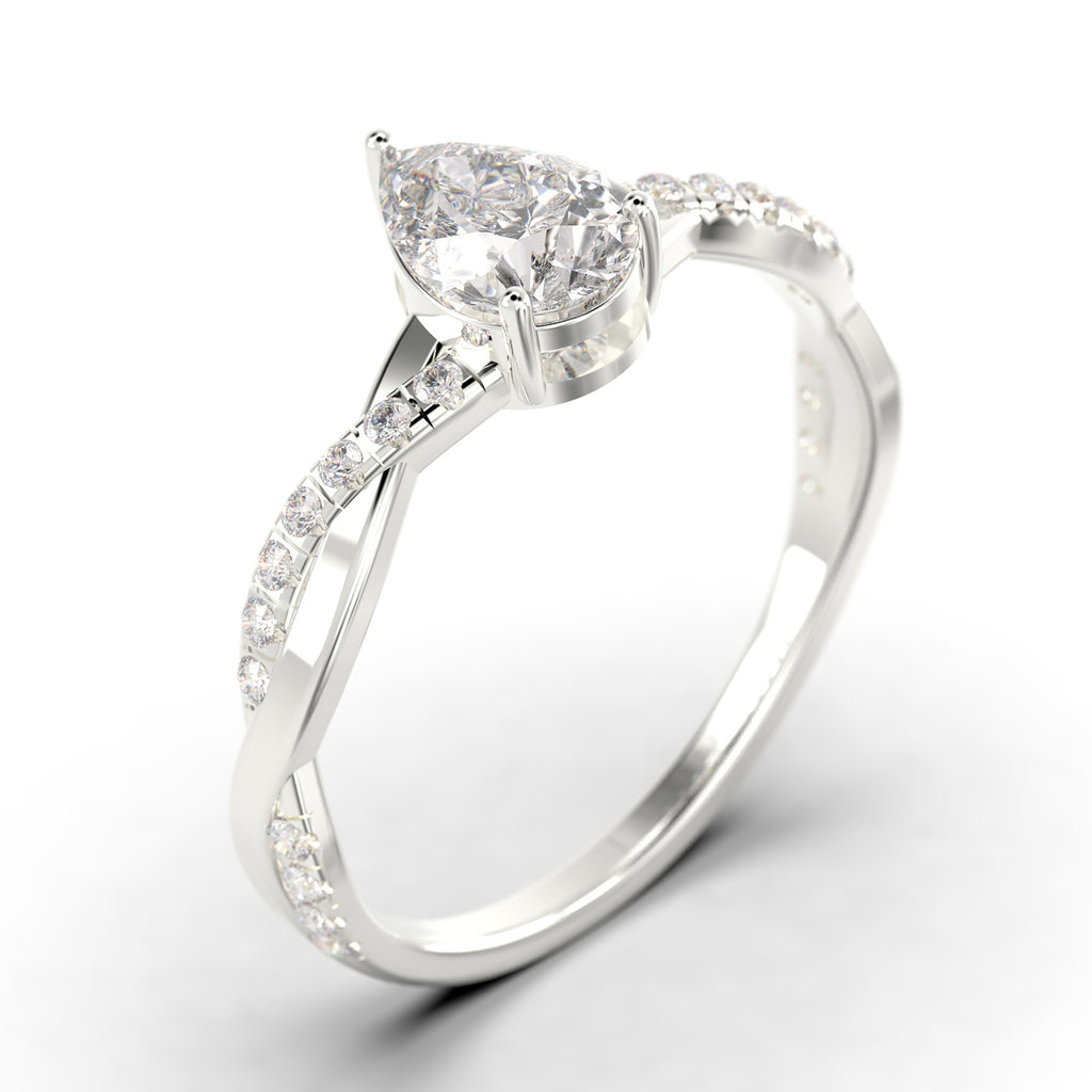 1.25 Carat Pear Cut Moissanite Engagement Ring in 925 Sterling Silver With 18k White Gold Plating Z756249