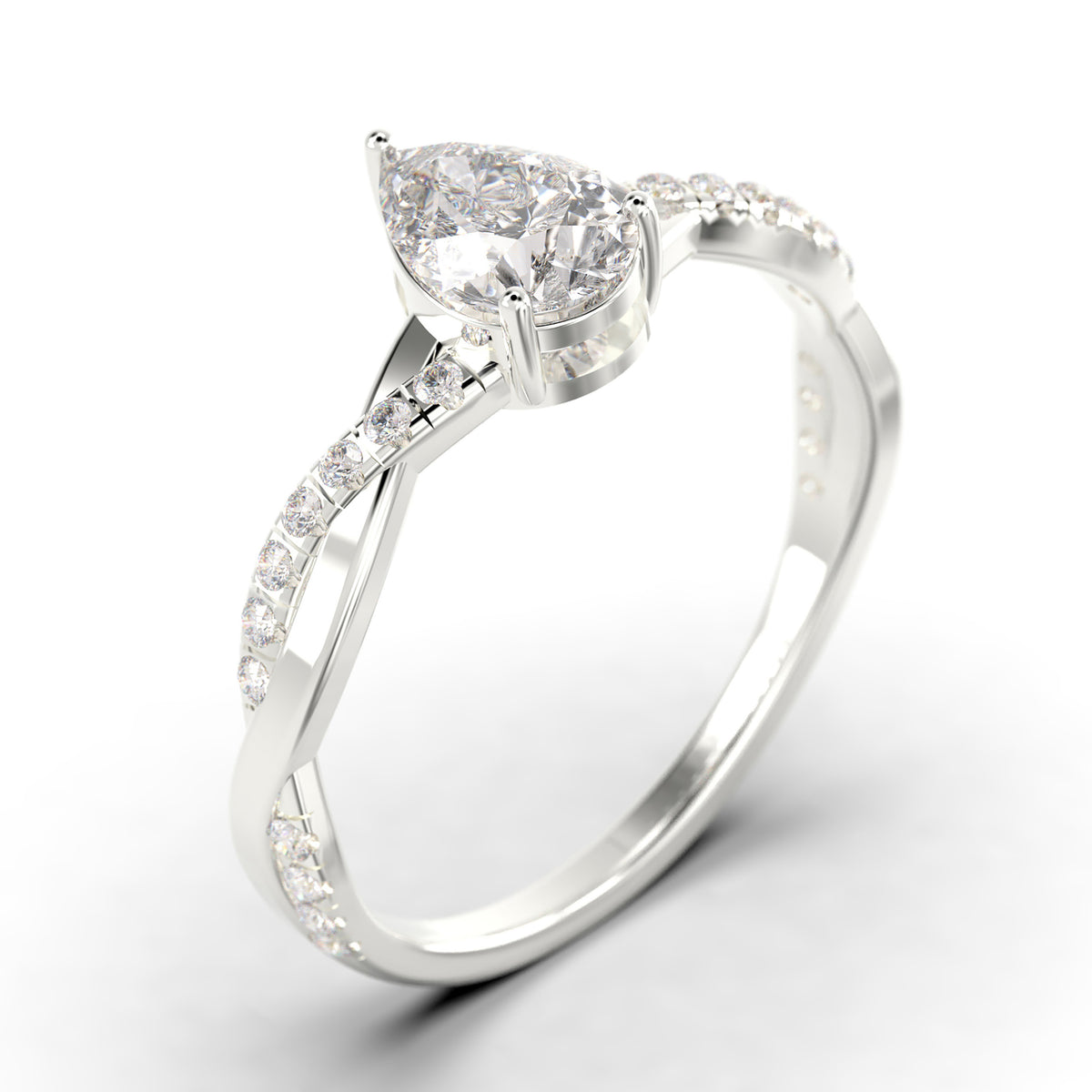 1.25 Carat Pear Cut Moissanite Engagement Ring in 925 Sterling Silver With 18k White Gold Plating Z756249