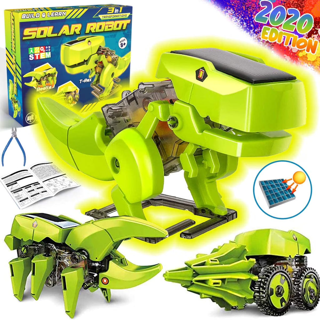STEM Robots Building Educational Toys Science Kit 3 in 1 Solar Dinosaur Desk Robot with Manual Instructions and Piler N332035