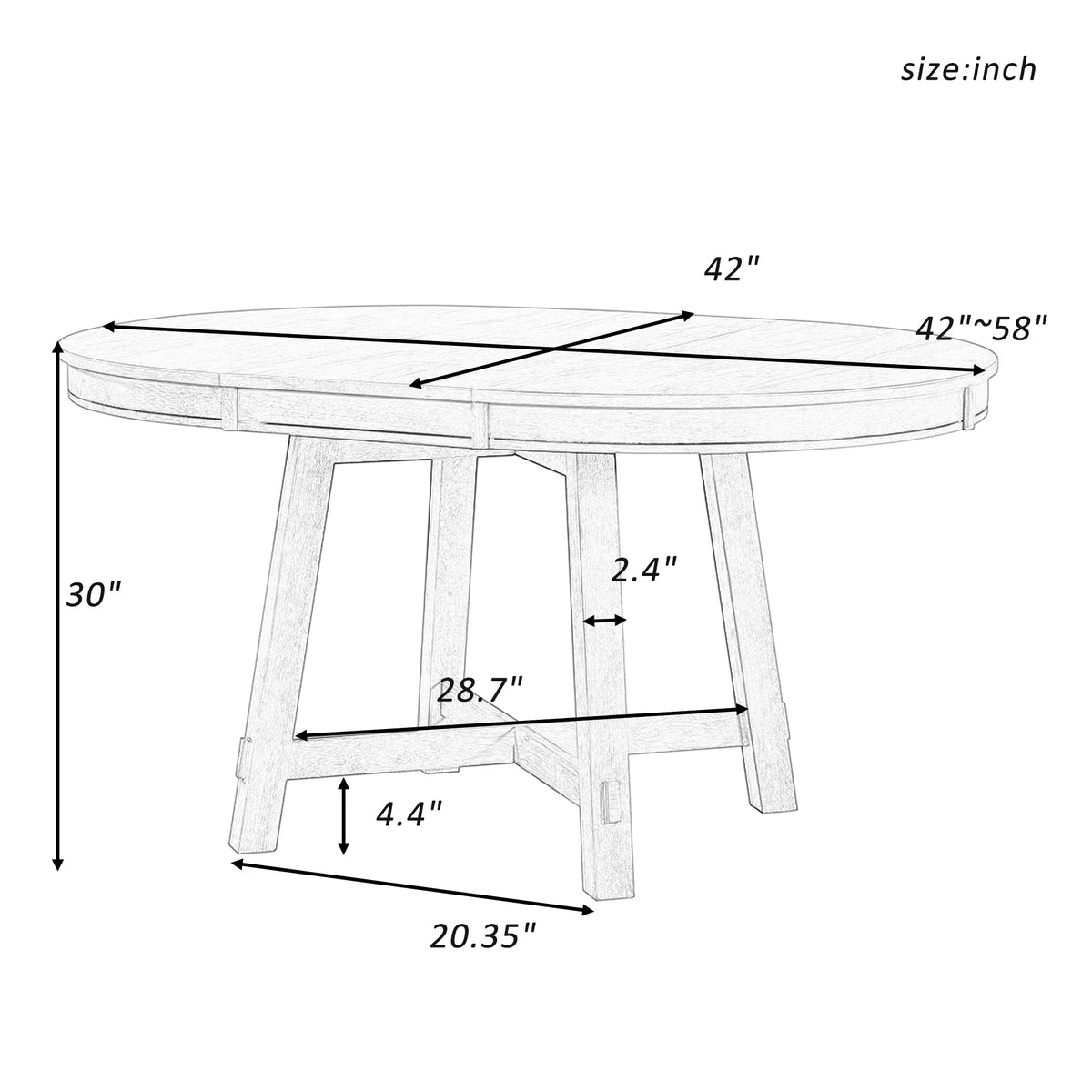 Round Wood Extendable Dining Table with 16" Leaf E4731
