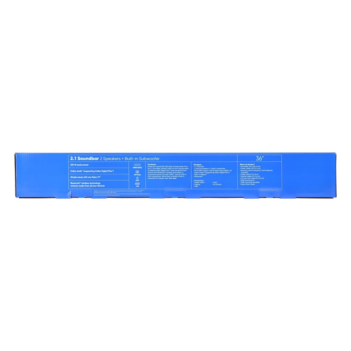 2.1 Soundbar System with 2 Speakers and Built-in Subwoofer, 36 E813613
