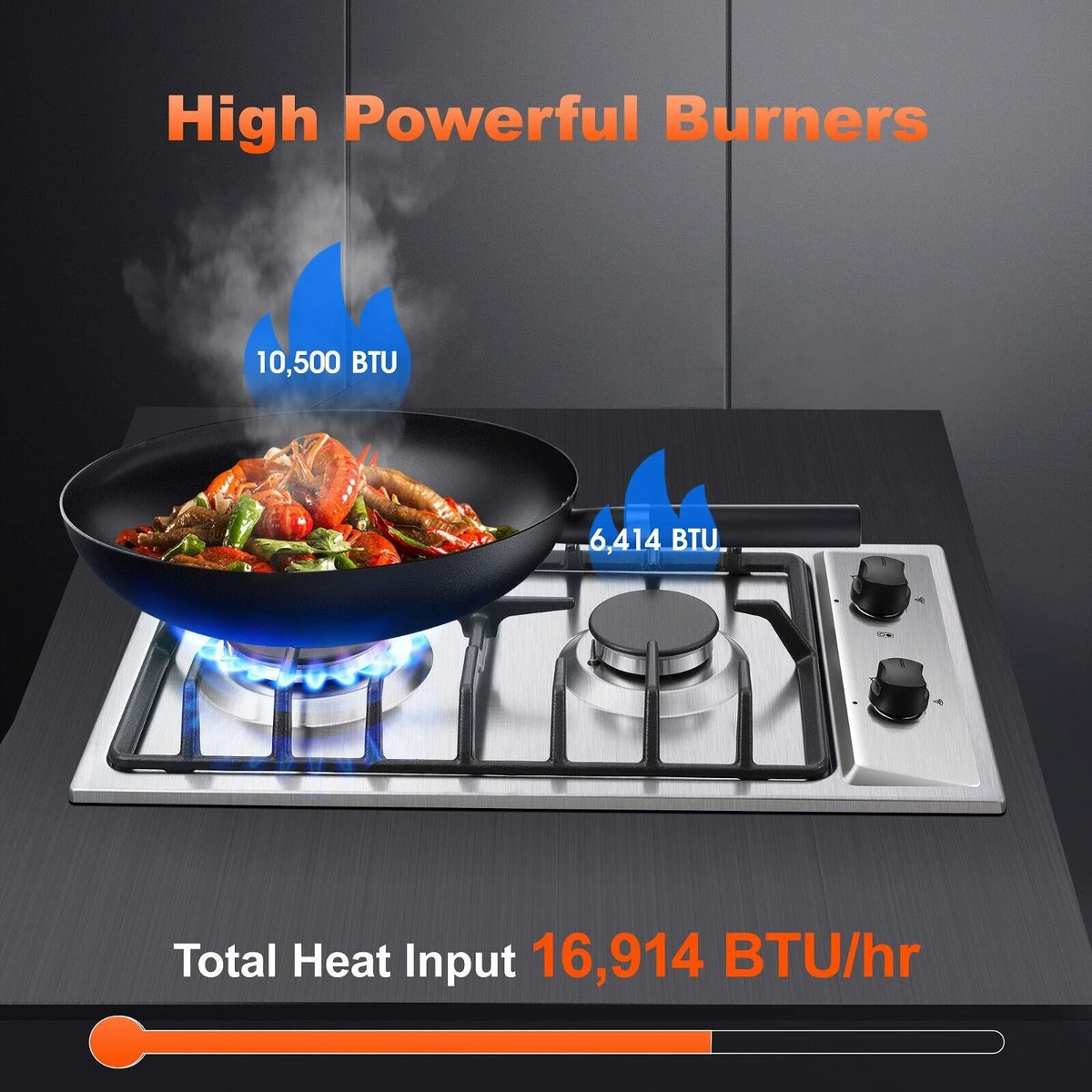 2-Burner 12 inch Stainless Steel Gas Cooktop X272