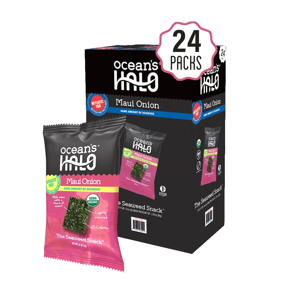 24 Pack Organic Seaweed Snacks, Maui Onion, .14oz Each S2741