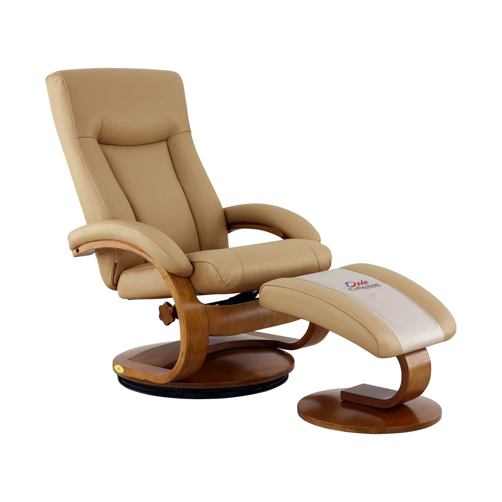 Black Top Grain Leather Recliner and Ottoman I854