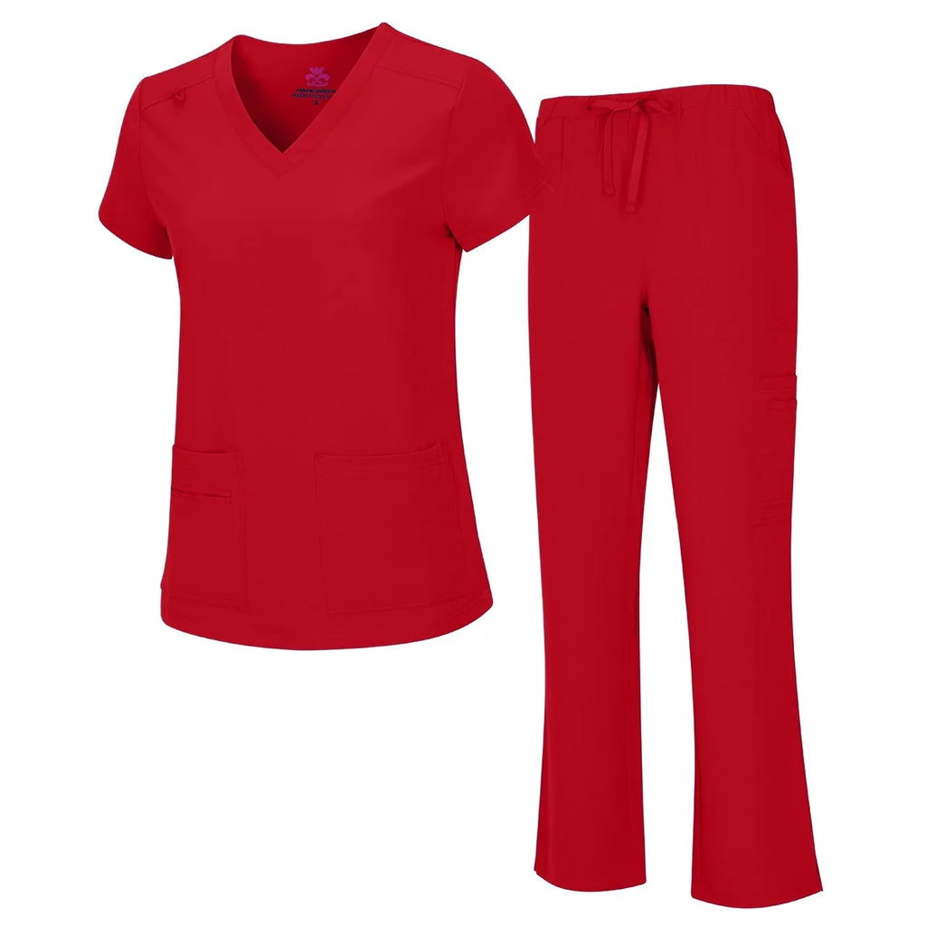 Womens Scrub Set Lightweight Stretch with 12 Pockets D13136