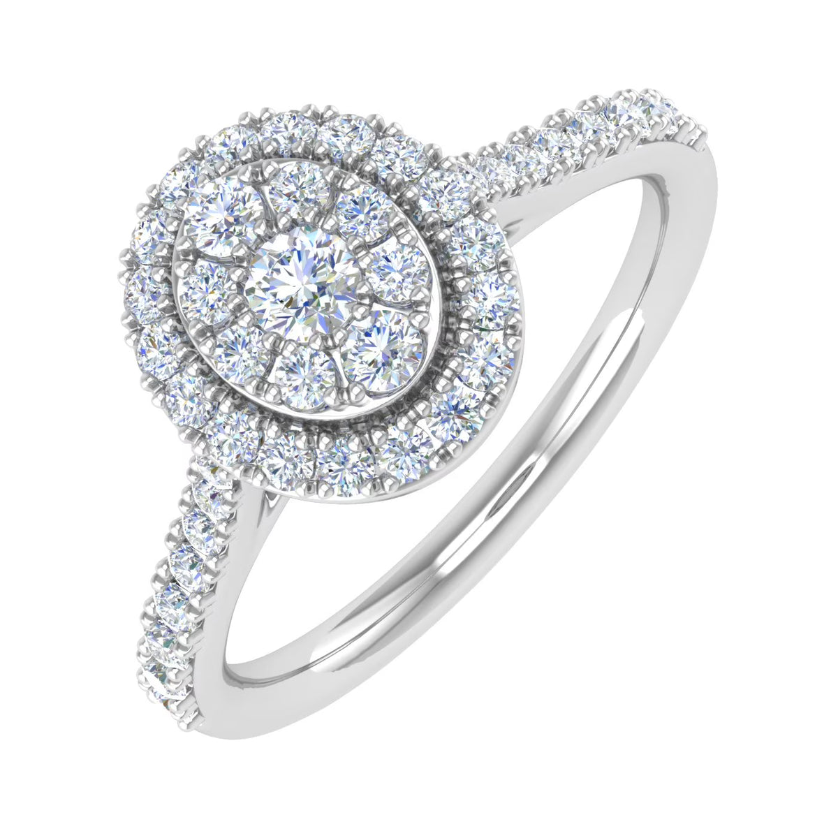 10K Yellow Gold Diamond Cluster Engagement Ring K900