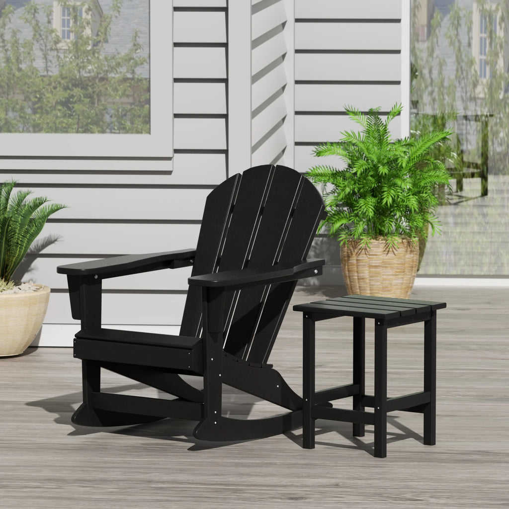 Black 2 Piece Outdoor Rocking Chair Set with Side Table S344094