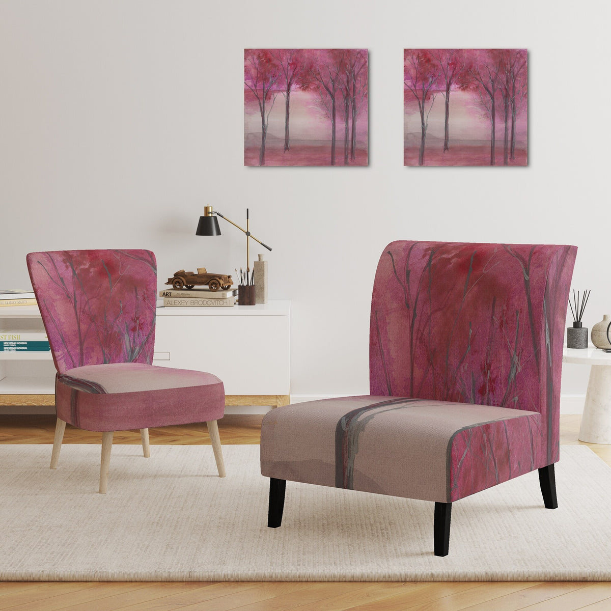 Pink Forest Upholstered Traditional Accent Chair B722092