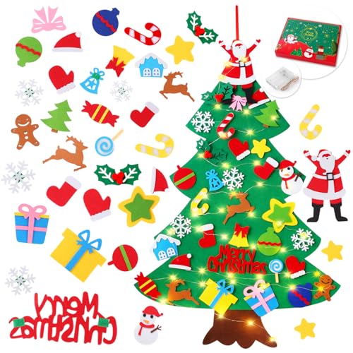 Felt Christmas Tree with 34 Ornaments and String Light R784733