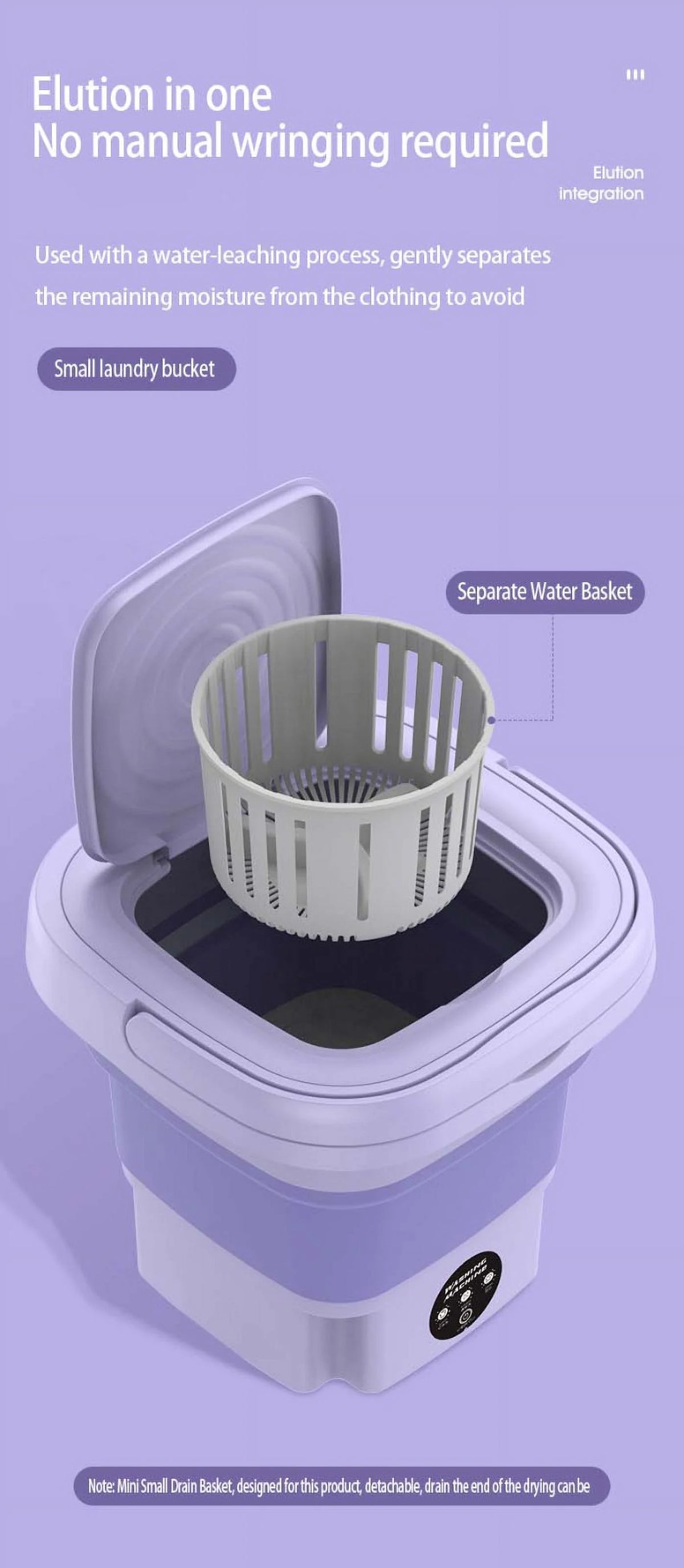 Folding Portable Mini Washing Machine with Drain Basket F1038