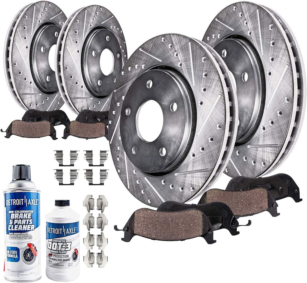 Front Rear Drilled & Slotted Rotors + Brake Pads Replacement 10pc Set I880