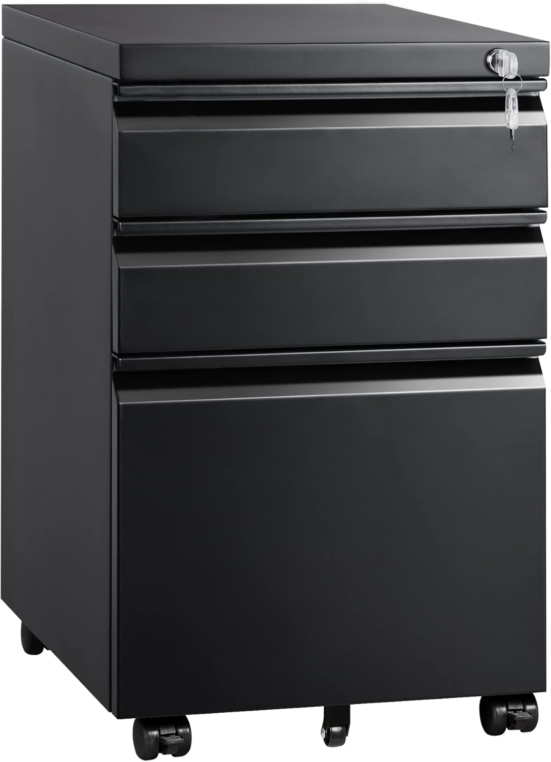 3 Drawer White Metal File Cabinet with Lock B3598