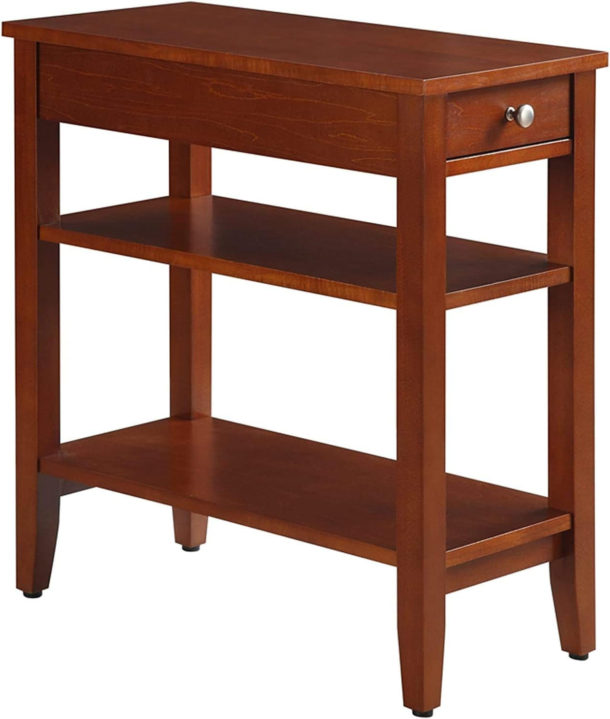 Three Tier End Table with Drawer, Mahogany Q22639