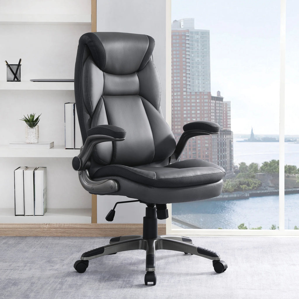 Charcoal Bonded Leather Chair with Nylon Base C2791