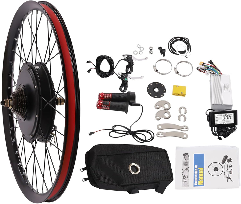 Electric Bicycle Wheel Kit Front/Rear Wheel Hub Motor Electric Bike Conversion Kit with LCD Display L58355