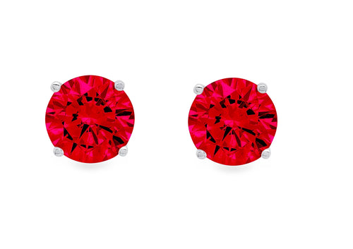 0.2 ct Round Cut Red Simulated Ruby 18k White Gold Stud Earrings N3989