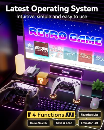Retro Gaming Console Stick with 4K HDMI, 20000+ Games, Dual 2.4G Wireless Controllers O4283