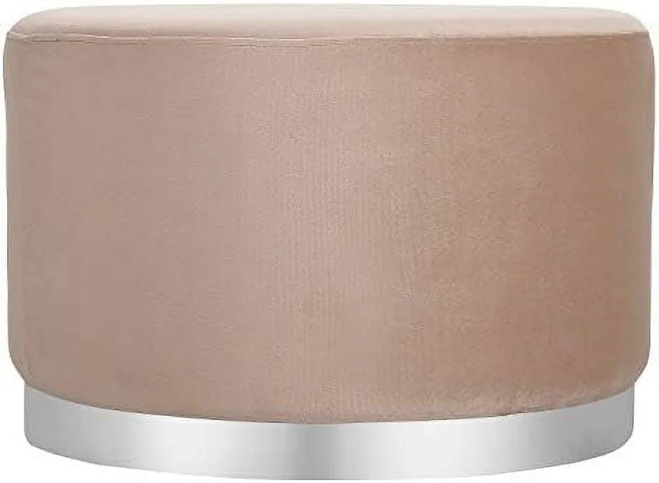 Round Grey Velvet Ottoman Foot Stool Z137452