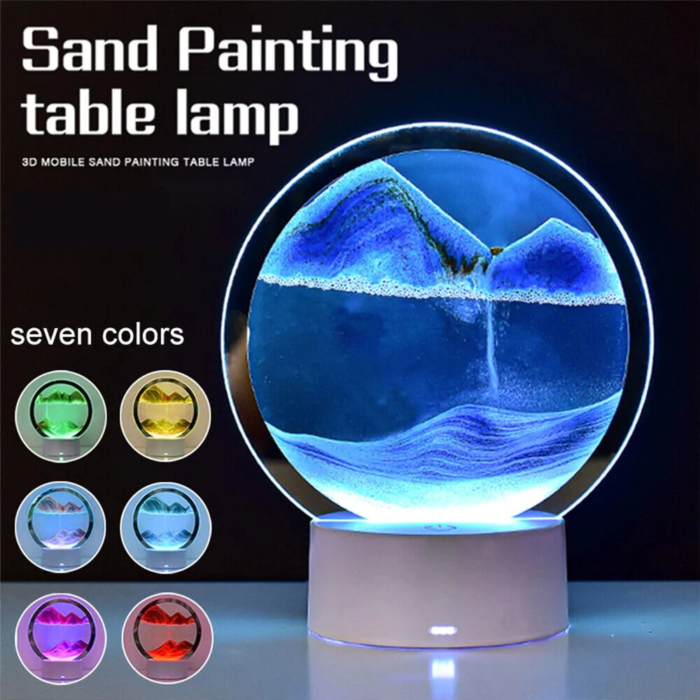 Moving Sand Art Picture Glass 3D Quicksand Painting Q72188