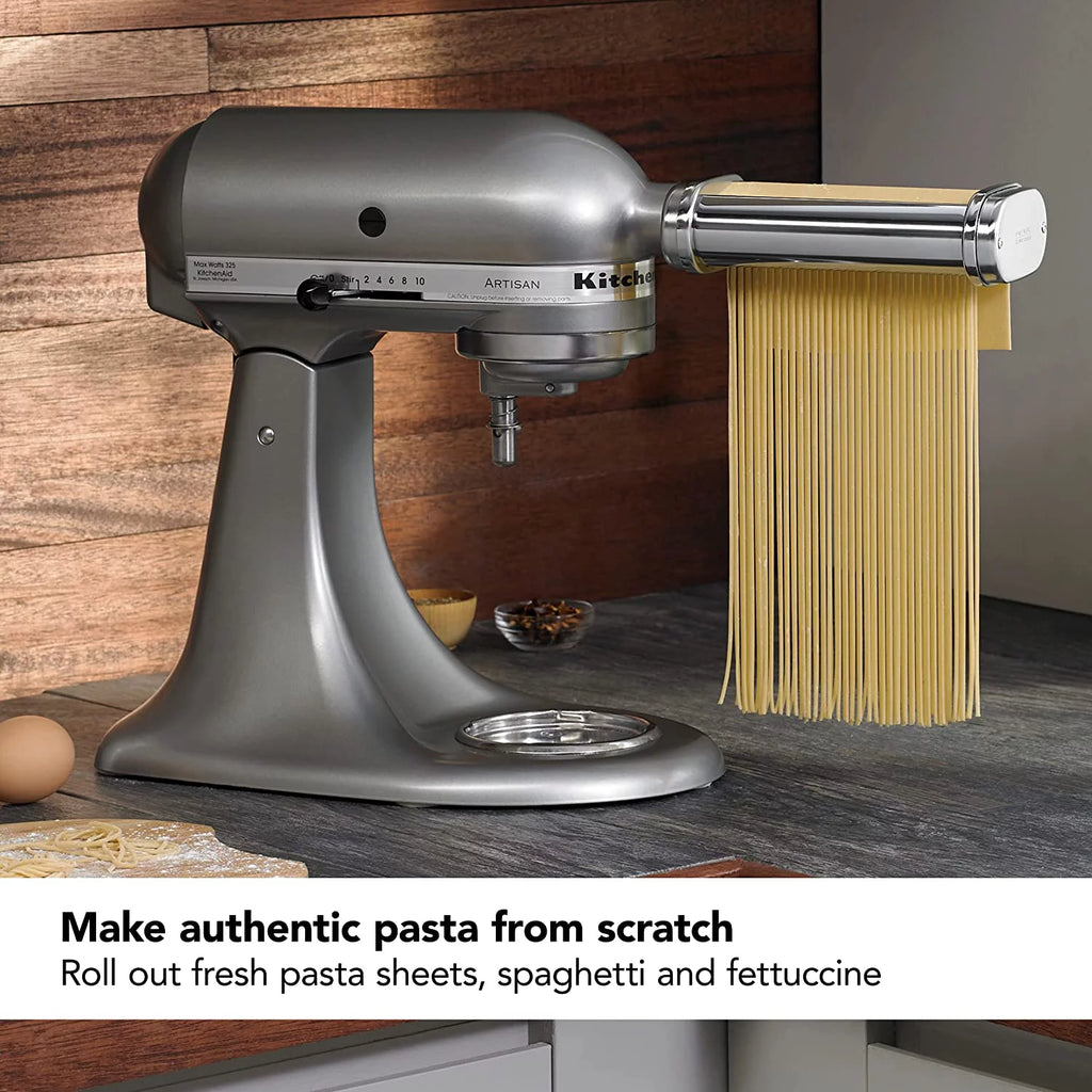 White Pasta Press Attachment with 6 Interchangeable Pasta Plates P9146
