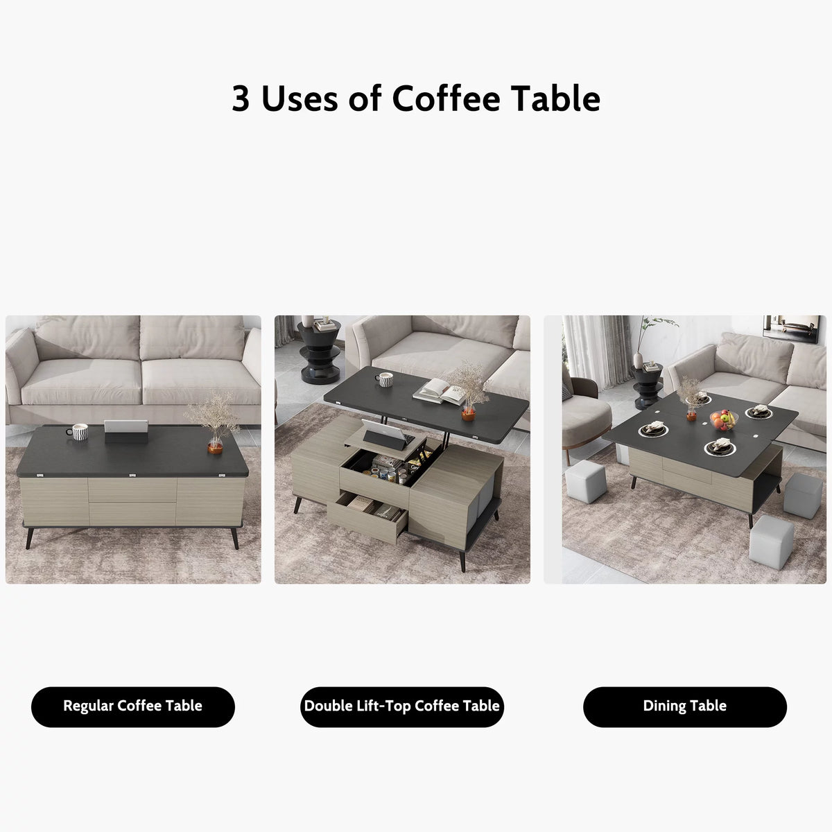 5 Pieces Lift Top Coffee Table Set with Storage F524913