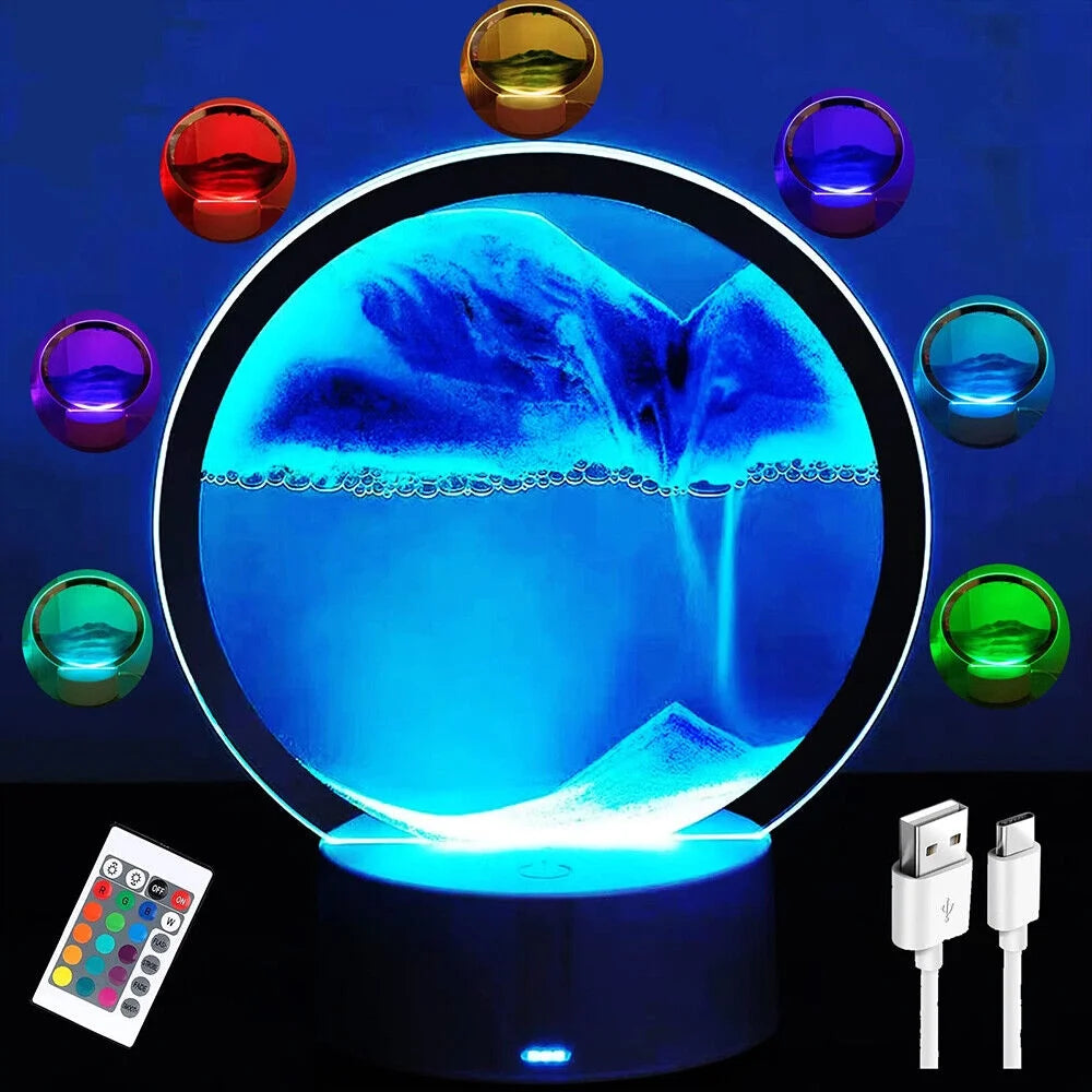 Moving Sand Art Picture Glass 3D Quicksand Painting Q72188