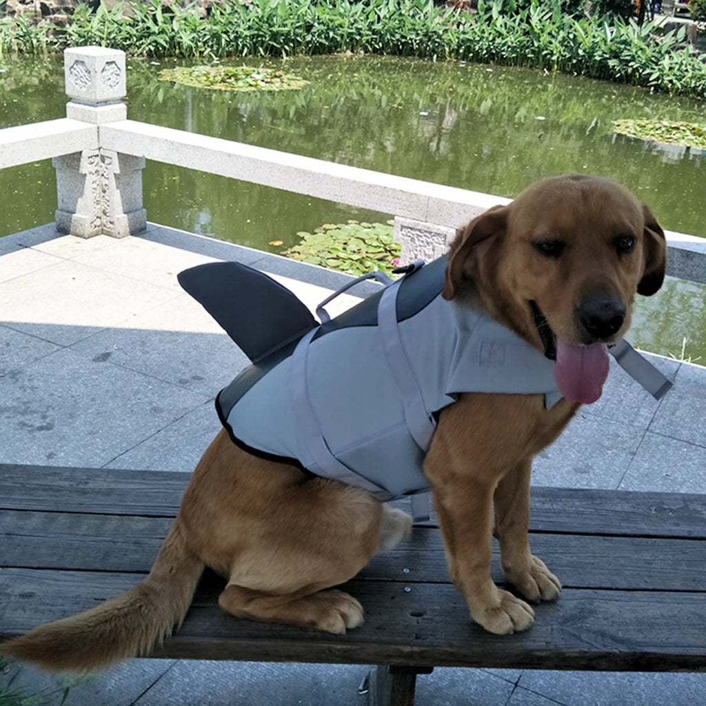 Dog Pet Shark Swimsuit Vest Safety Wear N4821