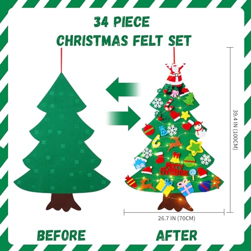 Felt Christmas Tree with 34 Ornaments and String Light R784733