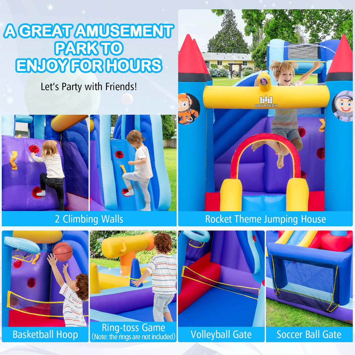 Inflatable Water Slide Park with 2 Slides Splash Pool W14544