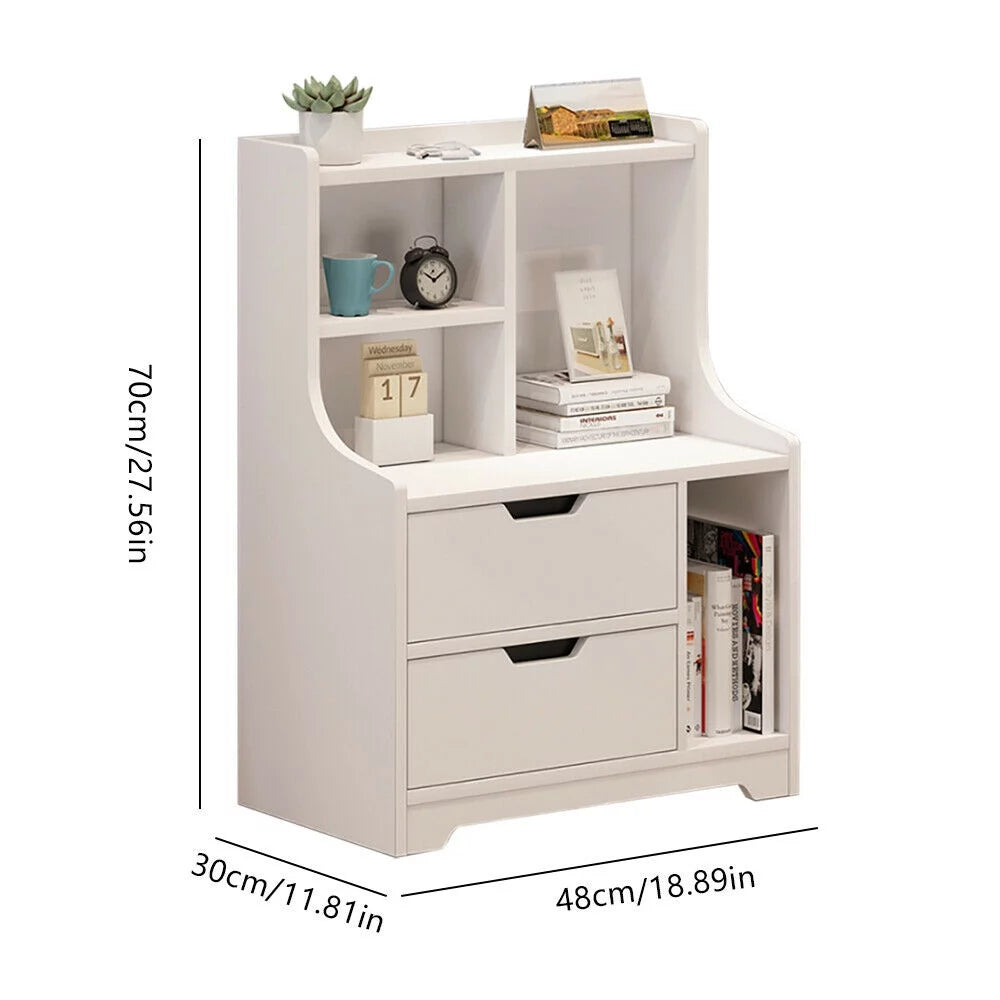 White 2 Drawer Bedside Table D282