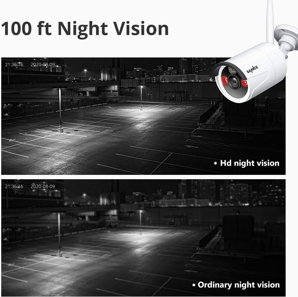 1080p 8 Channel Wireless Security Camera System with 4 Pcs Outdoor IP Cameras T874