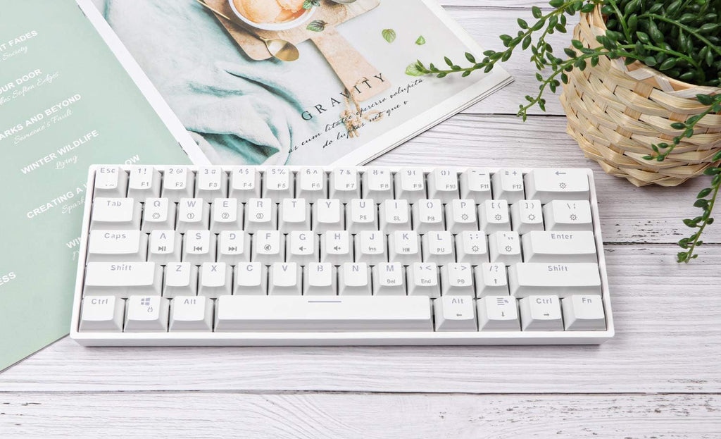White 61 Keys Hot Swappable 60% Mechanical Keyboard with RGB Backlit Doubleshot ABS Keycaps C8024