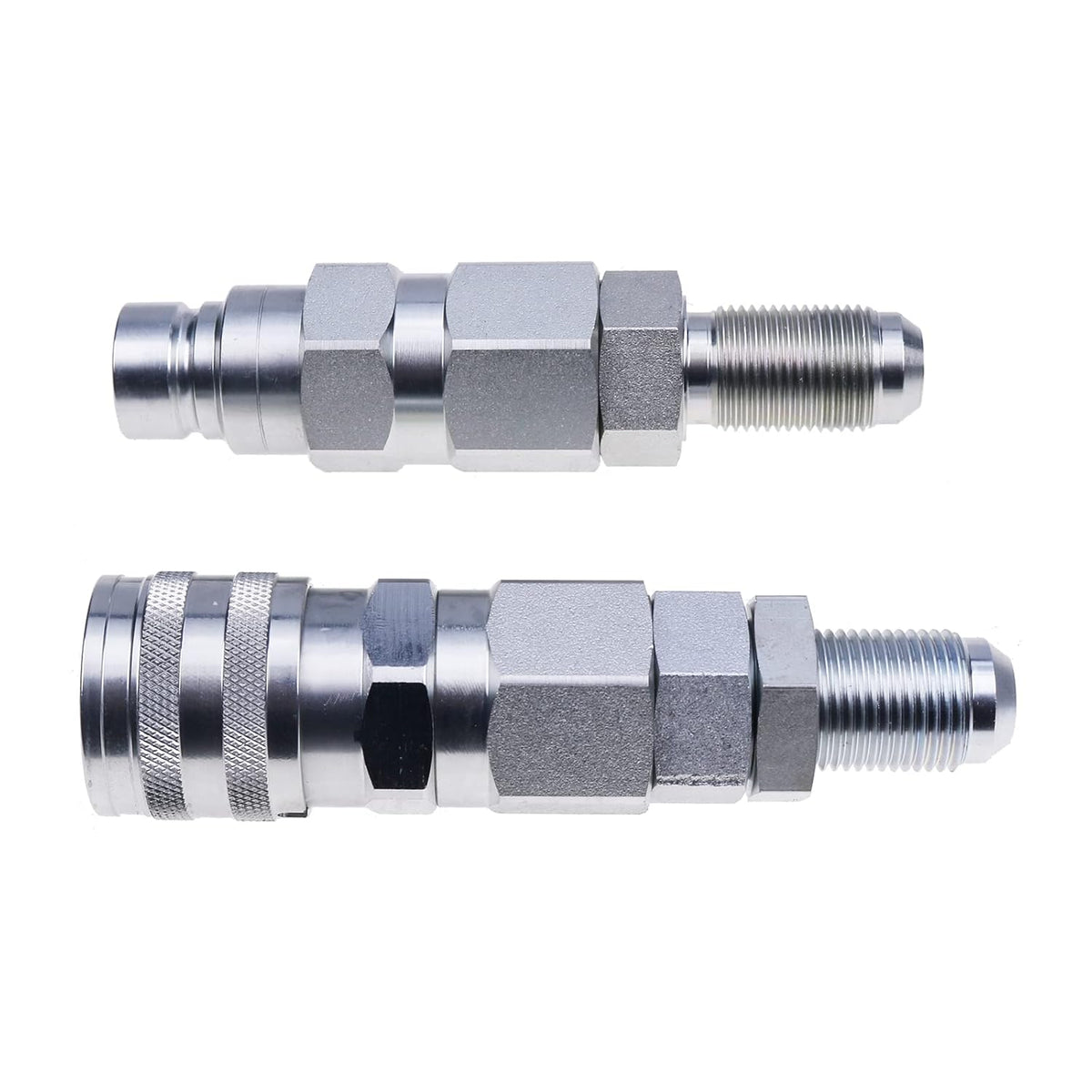 10 JIC Thread 1/2 Flat Face Hydraulic Quick Connect Coupler Set, Silver Pack of 2 S16923