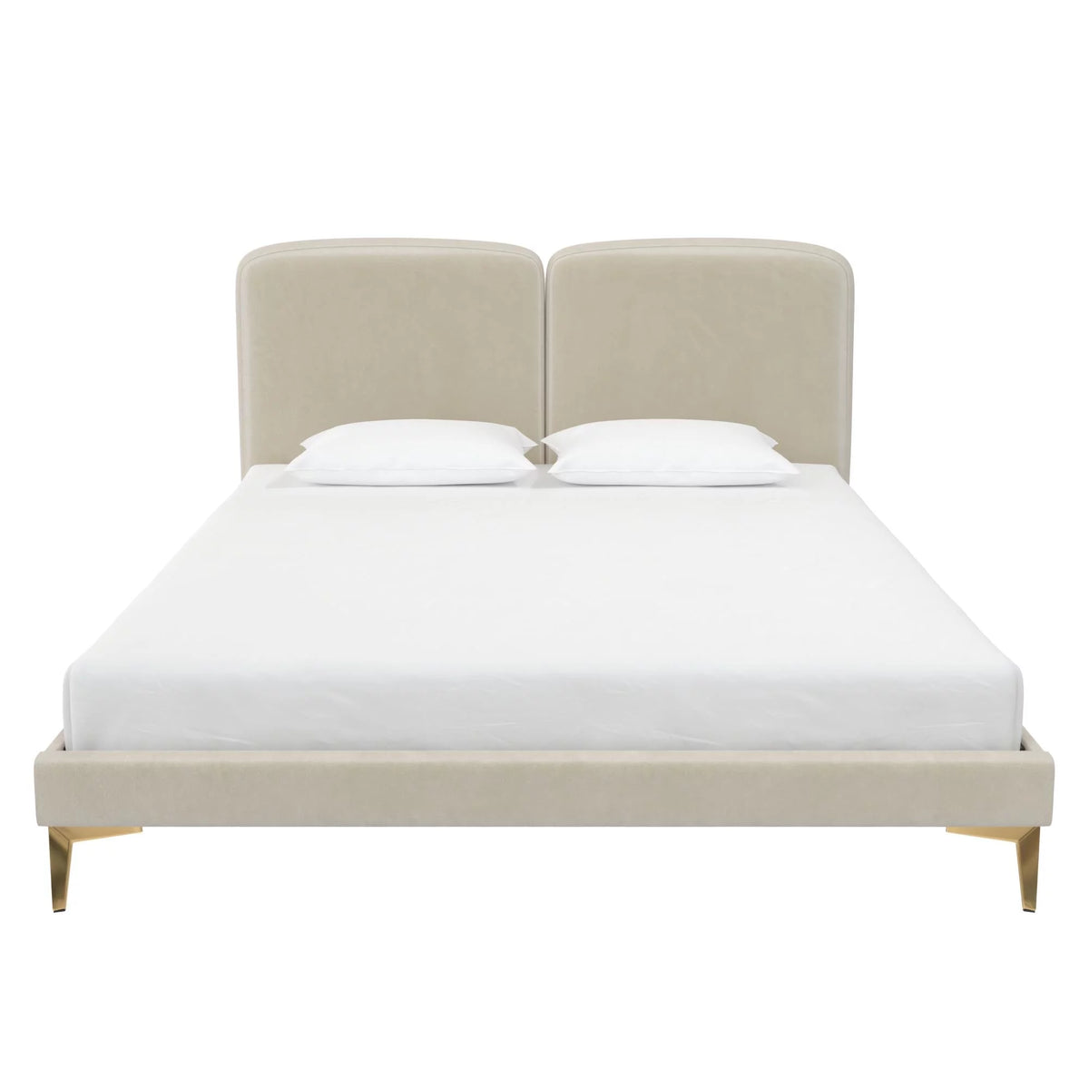 Ivory Velvet Queen Upholstered Bed Frame I181891