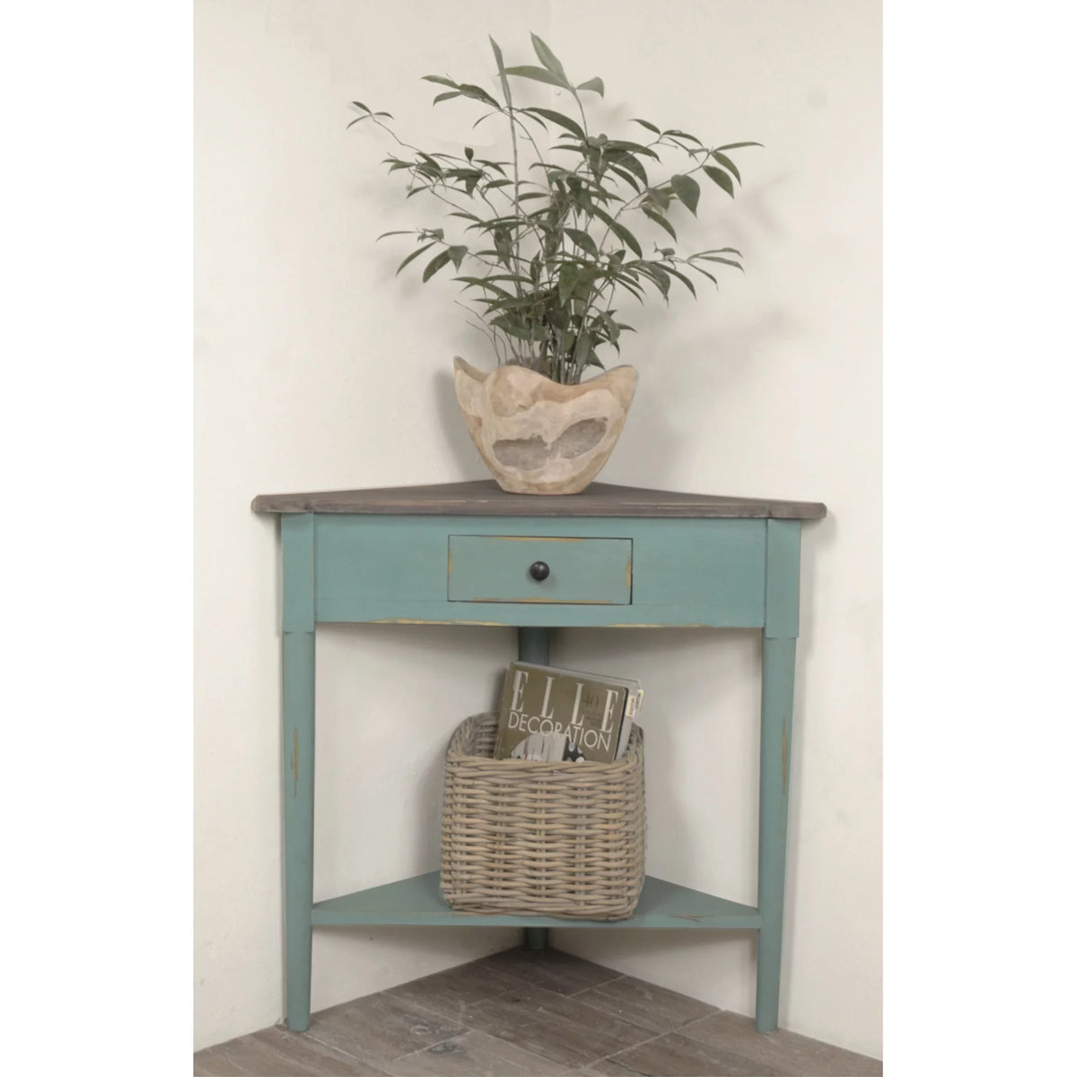 Distressed Beach Blue Corner Table A759009