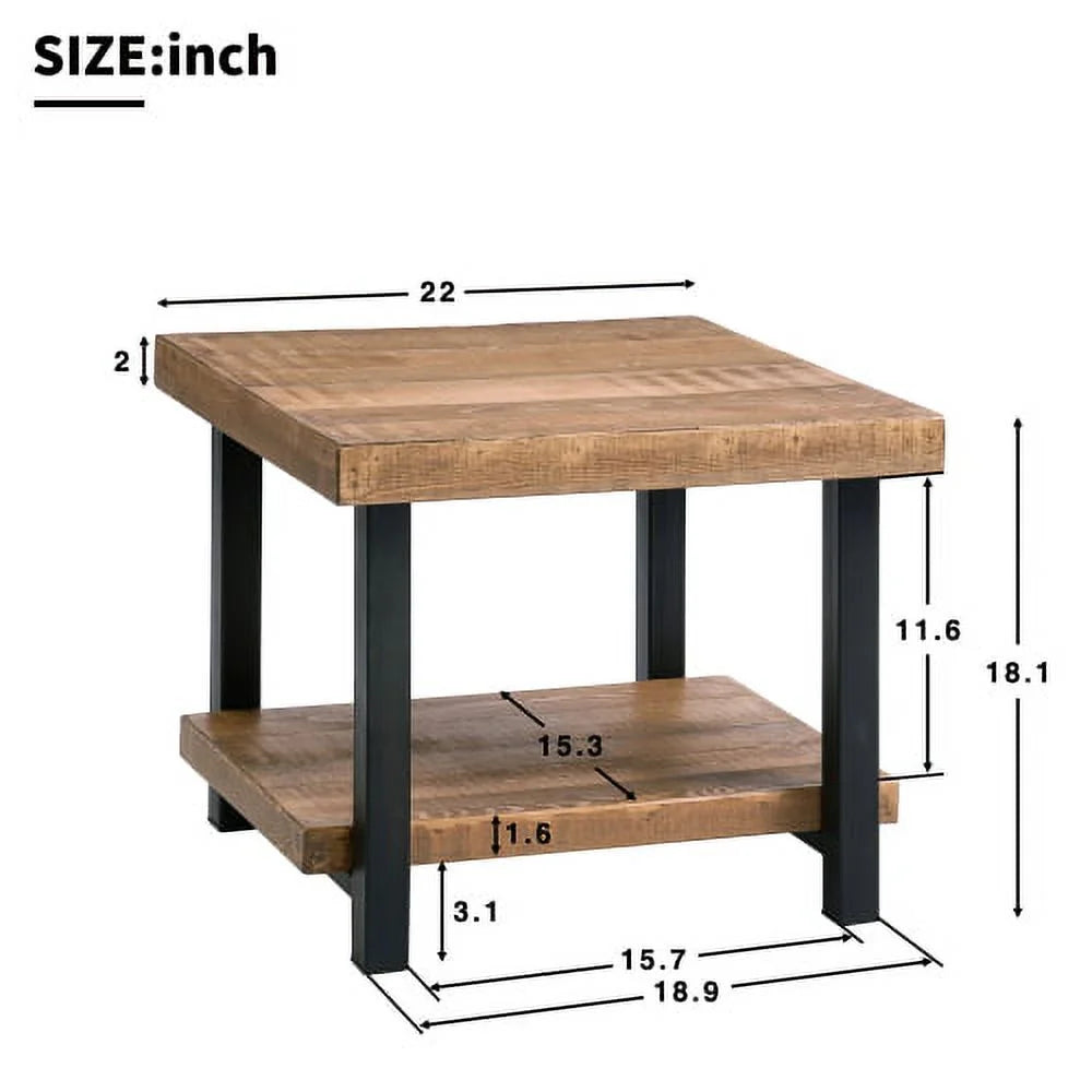 Rustic Natural Coffee Table with Storage Shelf I585