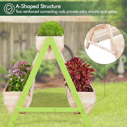 3 Tiers Elevated Wooden Raised Garden Bed with Legs Y82489