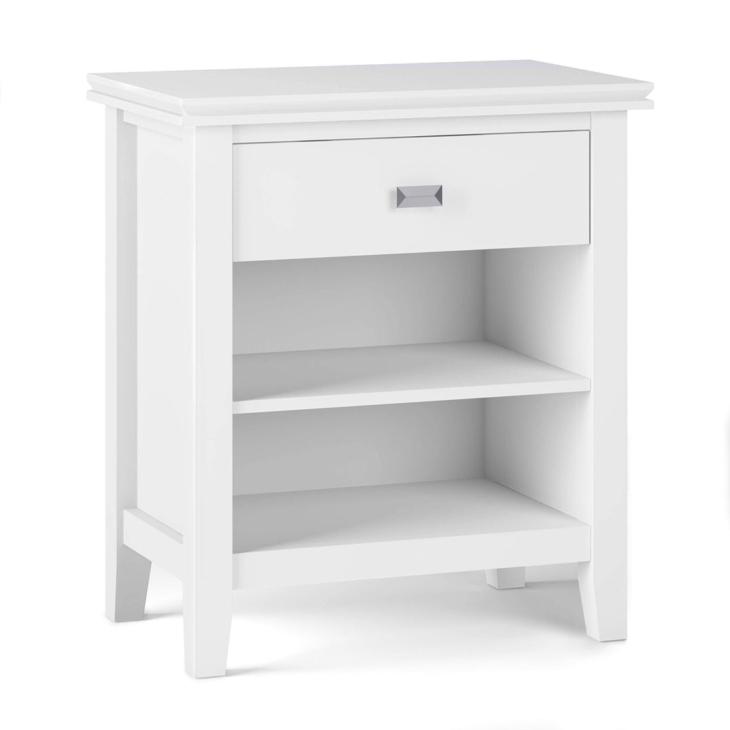 White Solid Wood Bedside Table Q981313