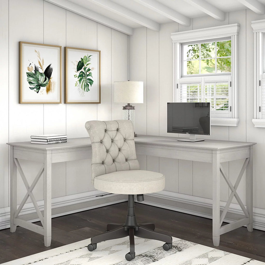 White Oak L-Shaped Desk and Chair Set N95023