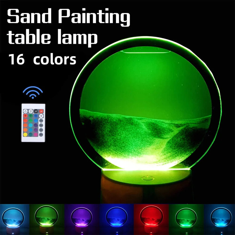 Moving Sand Art Picture Glass 3D Quicksand Painting Q72188