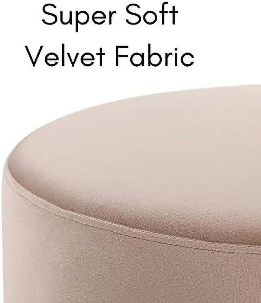 Round Grey Velvet Ottoman Foot Stool Z137452
