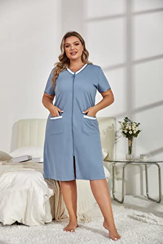 Plus Size Zip Robe Loungewear Bathrobe T69649