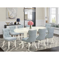 Linen White/Baby Blue 9-piece Wood Dining Set W437504