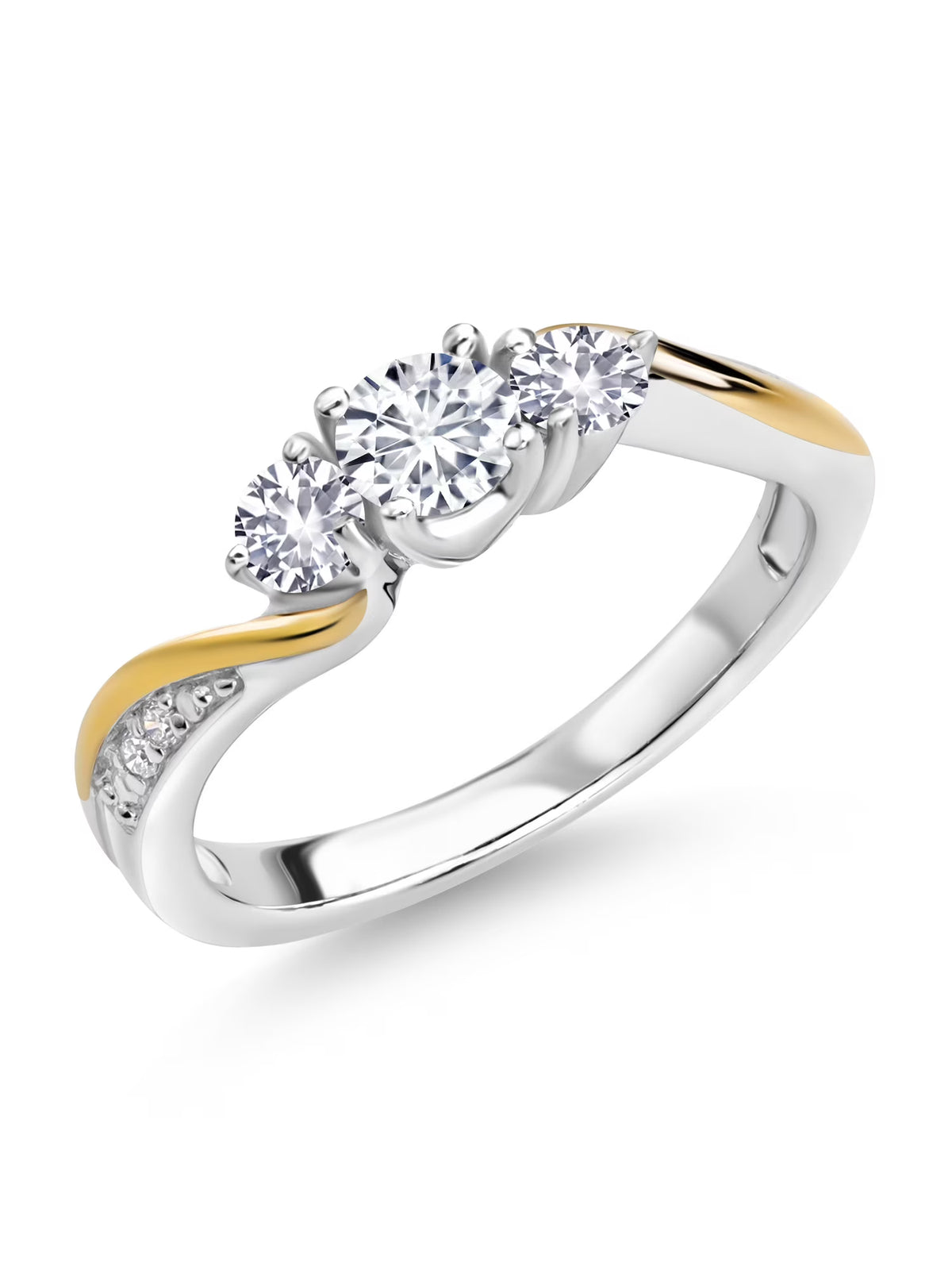 3 Stone Engagement Ring (0.56 Cttw, White Lab Grown Diamond, White Created Sapphire) H601554